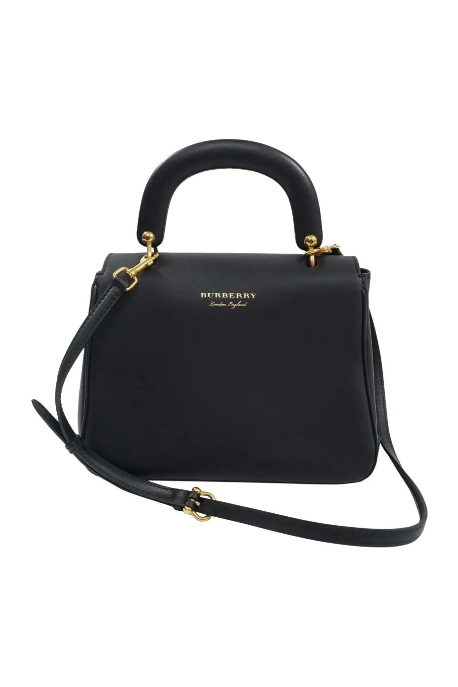 Trendy Inspired Burberry Black Medium Trench Leather Dk88 Top Handle Bag With Detachable Shoulder Strap