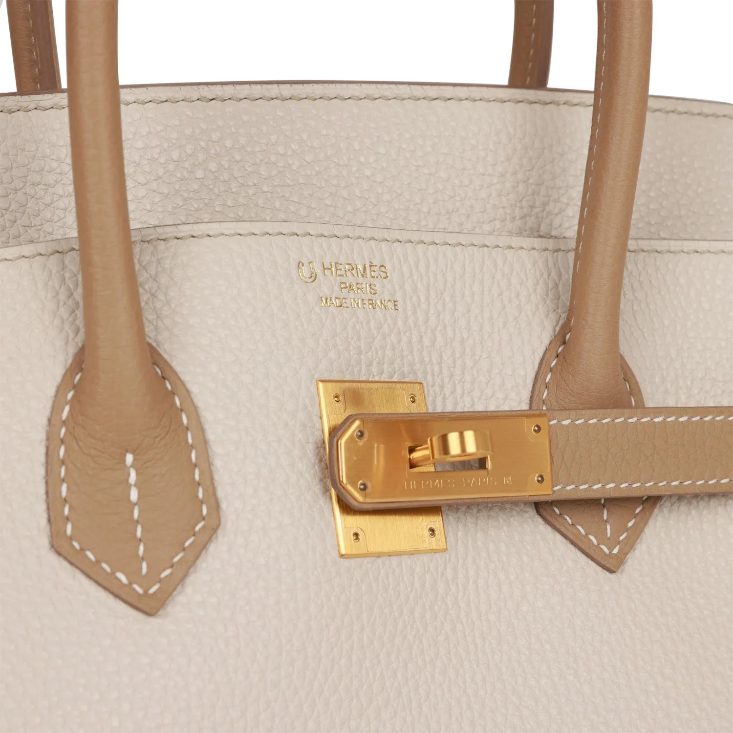 Trendy Inspired Hermes Special Order (hss) Birkin 35 Craie And Trench Clemence Brushed Gold Hardware