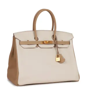 Trendy Inspired Hermes Special Order (hss) Birkin 35 Craie And Trench Clemence Brushed Gold Hardware