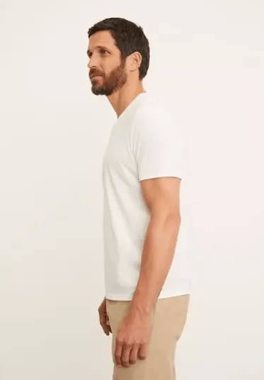 Vince V-Neck Pima Cotton Tee in Optic White