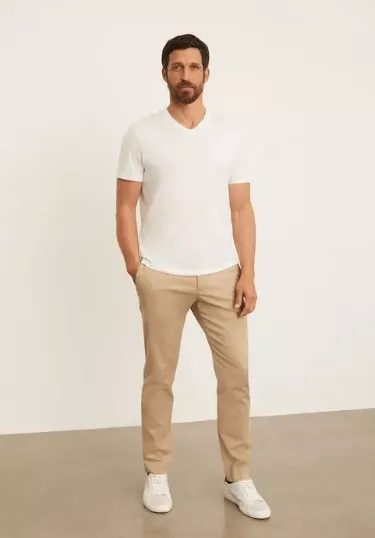 Vince V-Neck Pima Cotton Tee in Optic White