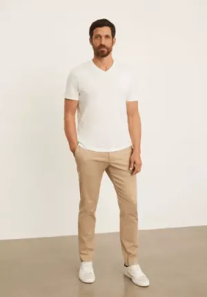 Vince V-Neck Pima Cotton Tee in Optic White