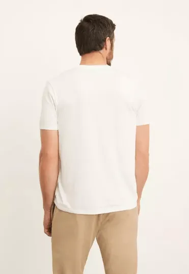 Vince V-Neck Pima Cotton Tee in Optic White